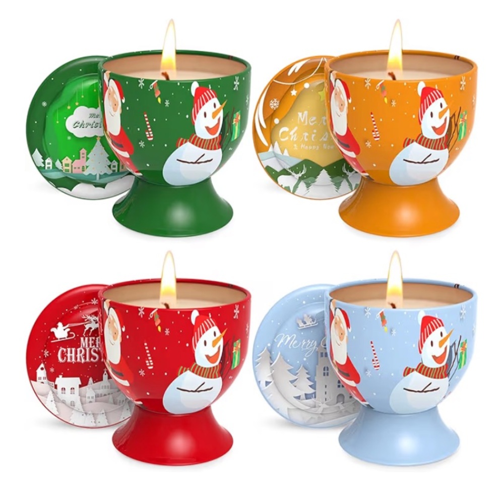 Christmas Scented Candle Gift Set, 4 Modern Goblet Scented Candles in gift box